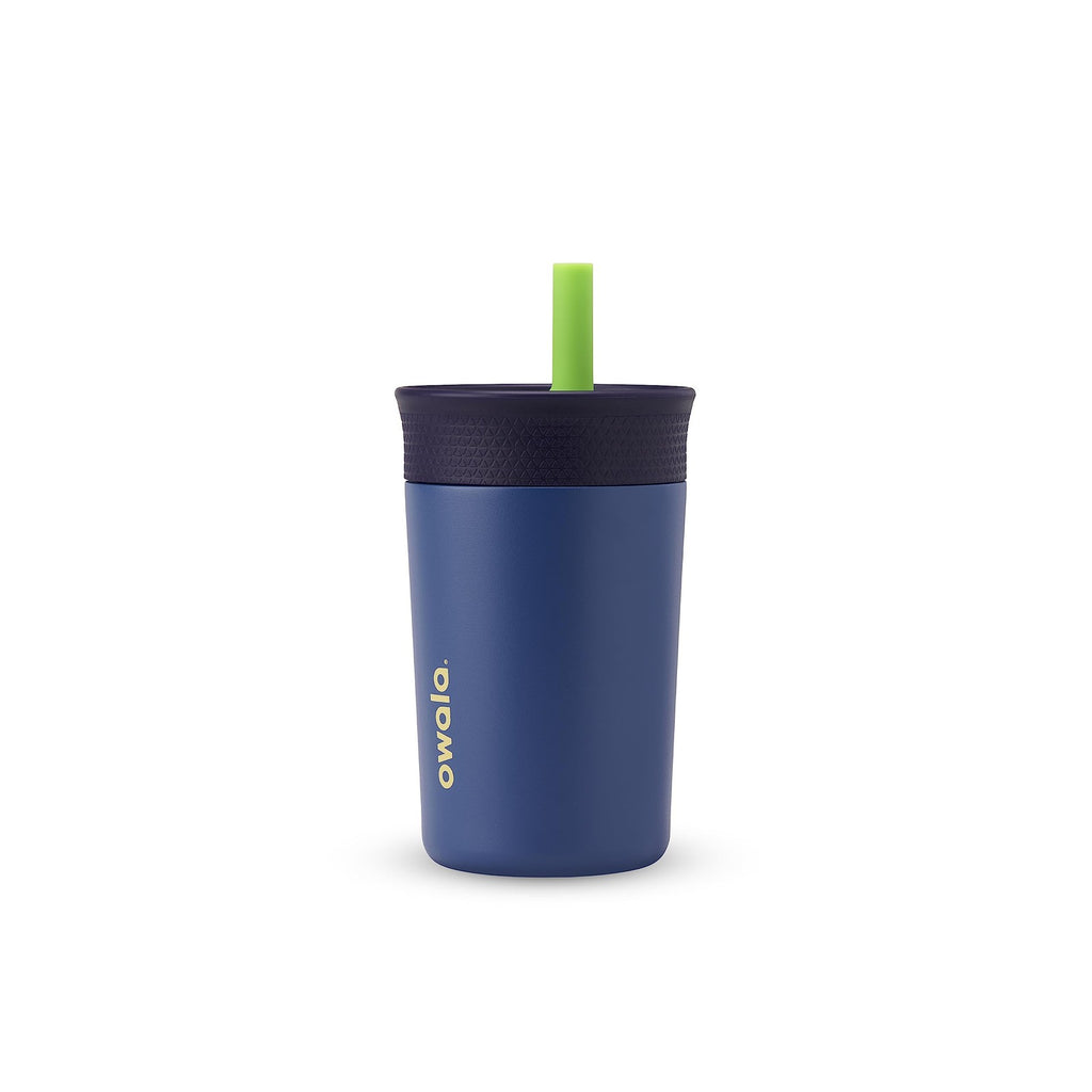 12 Oz Owala Kids Insulated Tumbler, Navy & Blue, Reusable Straw, Dishwasher Safe