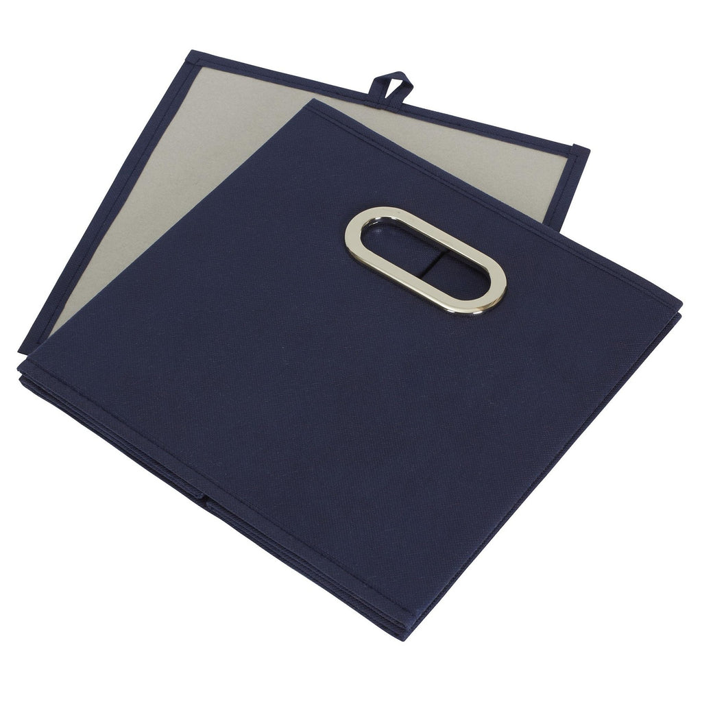 Set of 6 Navy Fabric Storage Bins w/ Handles, 11in - Foldable Cubes