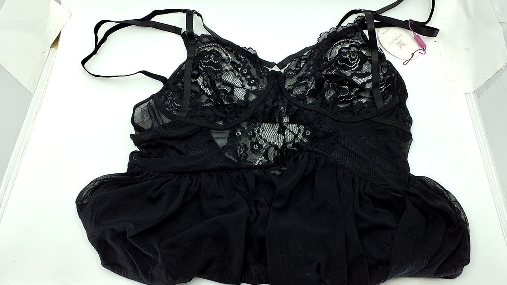 Women's Plus Size Black Lace Nightgown Babydoll 3X-Large