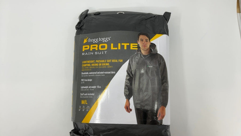 Frogg Toggs Pro Lite Rain Suit, Carbon Black, M/L, Waterproof & Breathable