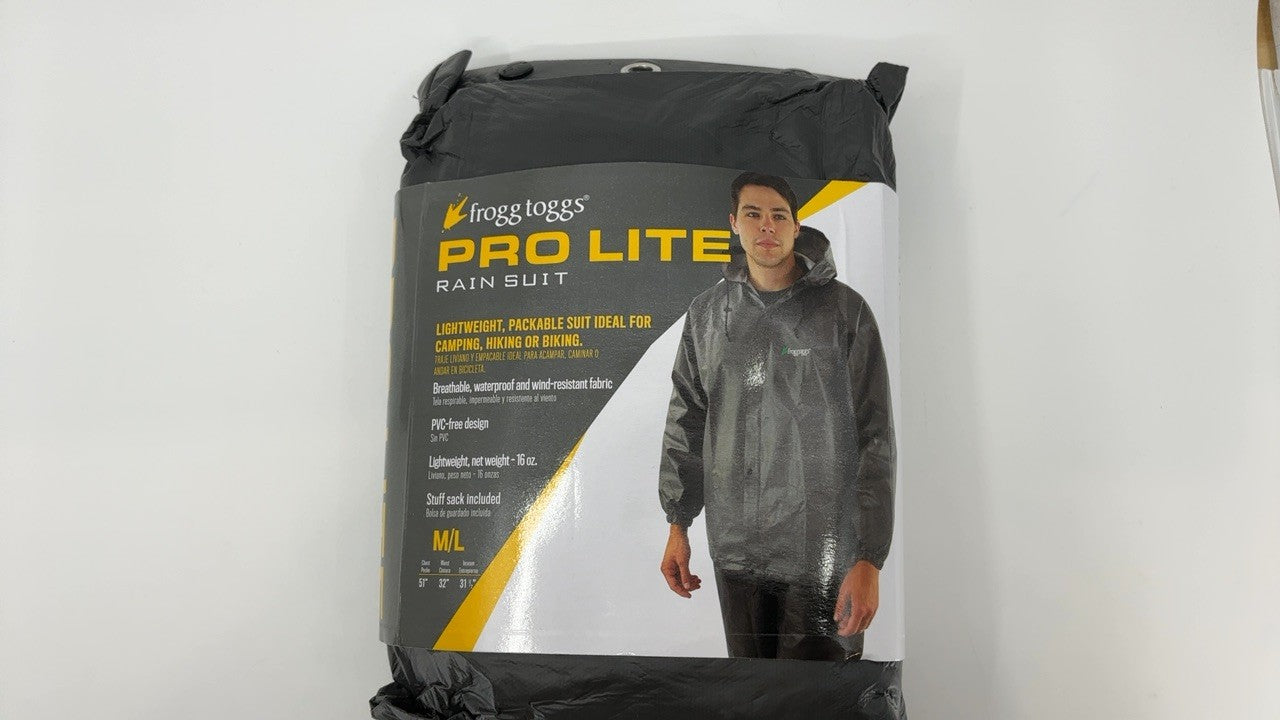 Frogg Toggs Pro Lite Rain Suit, Carbon Black, M/L, Waterproof & Breathable