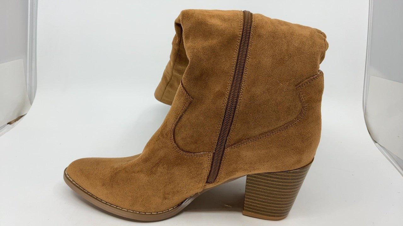 Fashion Knee High Suede Boots for Women Size 10 Brown Chunky Heel
