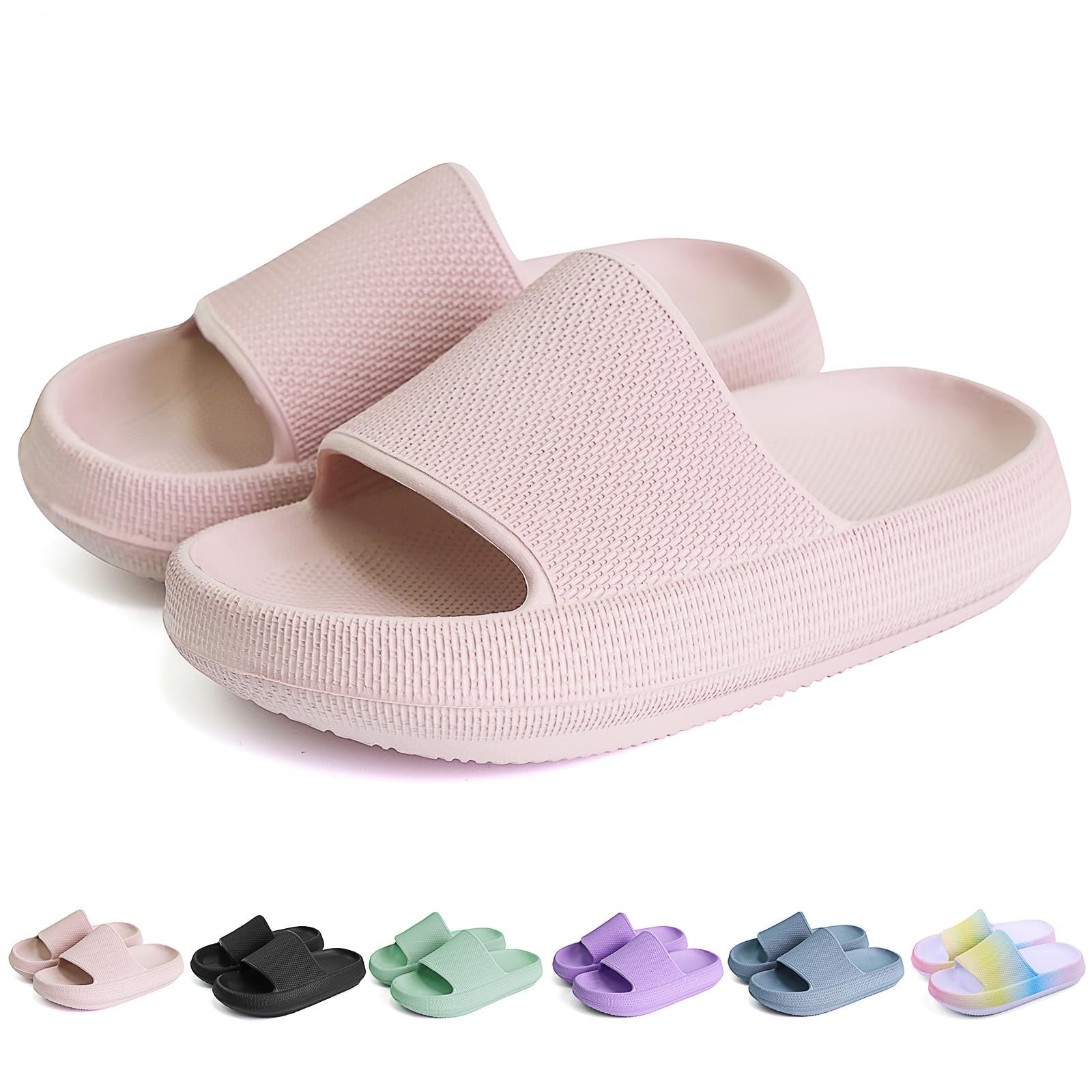 Kids Cloud Slides Pink 13 Little Kid Open Toe Sandals w/ Thick Sole