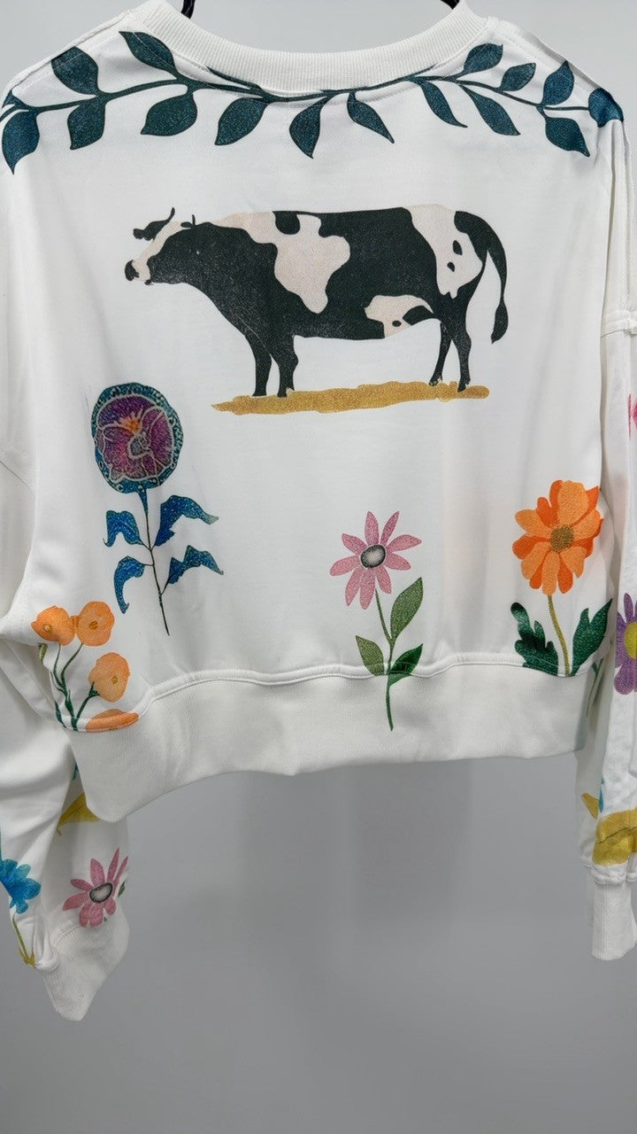 Printed Round Neck Dropped Shoulder Sweatshirt