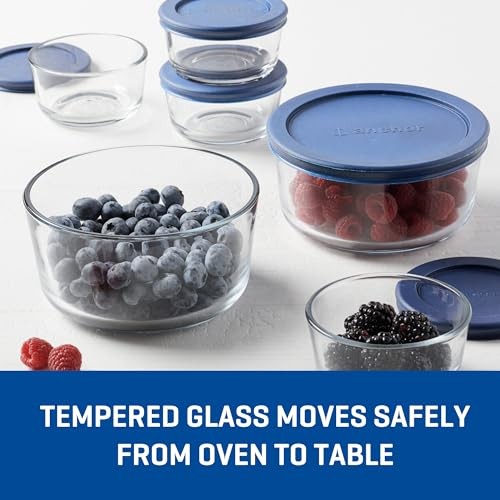 Anchor Hocking 12 Pc Glass Storage Containers w/ Navy Lids