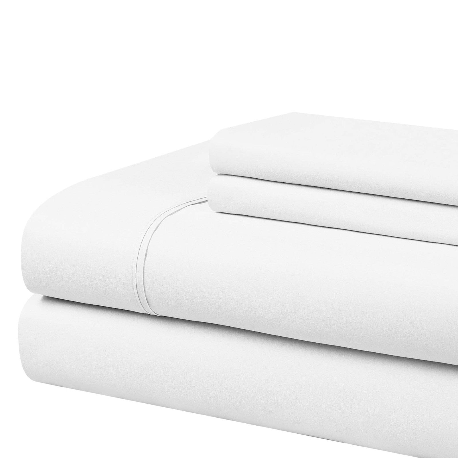 White Twin Bedding Sheet Set, Double Brushed Microfiber, Wrinkle Resistant