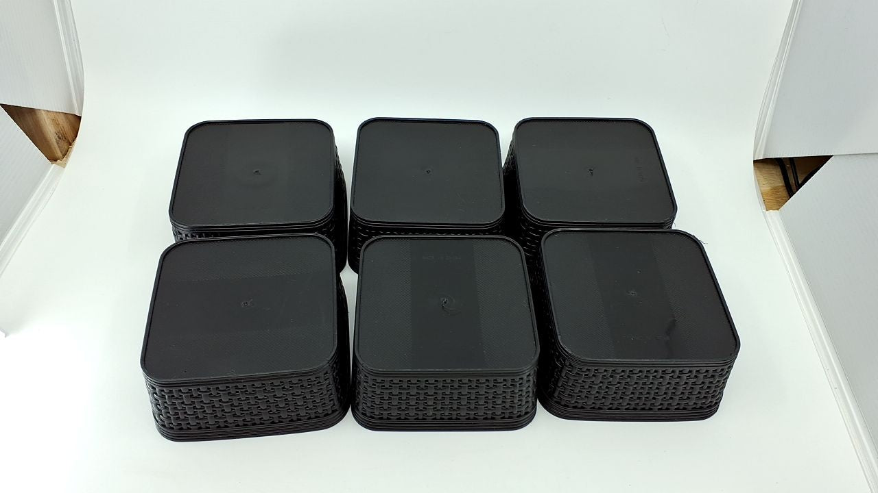 Black 6 Pack Organizing Bins - Square Storage for Office & Bathroom