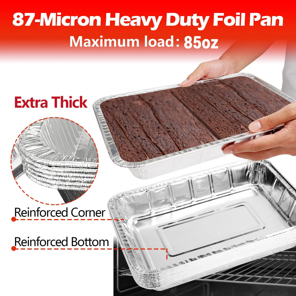 9x13 Disposable Aluminum Foil Pans - 10 Pack Heavy Duty Cooking Trays