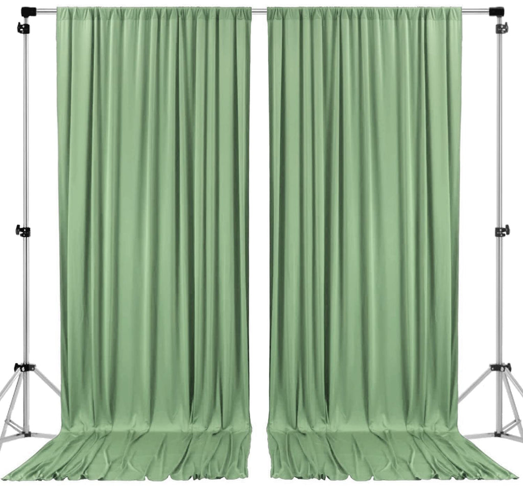 Sage Green 10ft x 8ft Polyester Backdrop Curtains w/ Rod Pockets