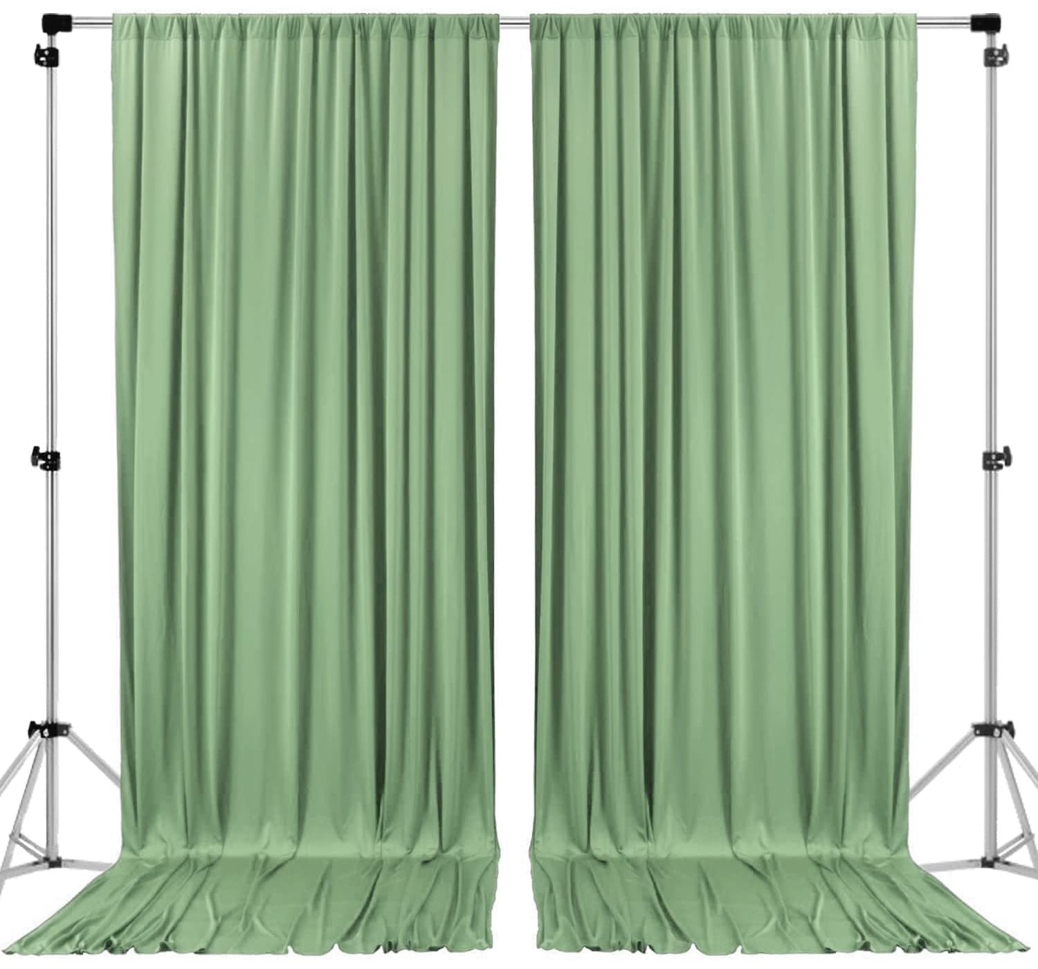 Sage Green 10ft x 8ft Polyester Backdrop Curtains w/ Rod Pockets