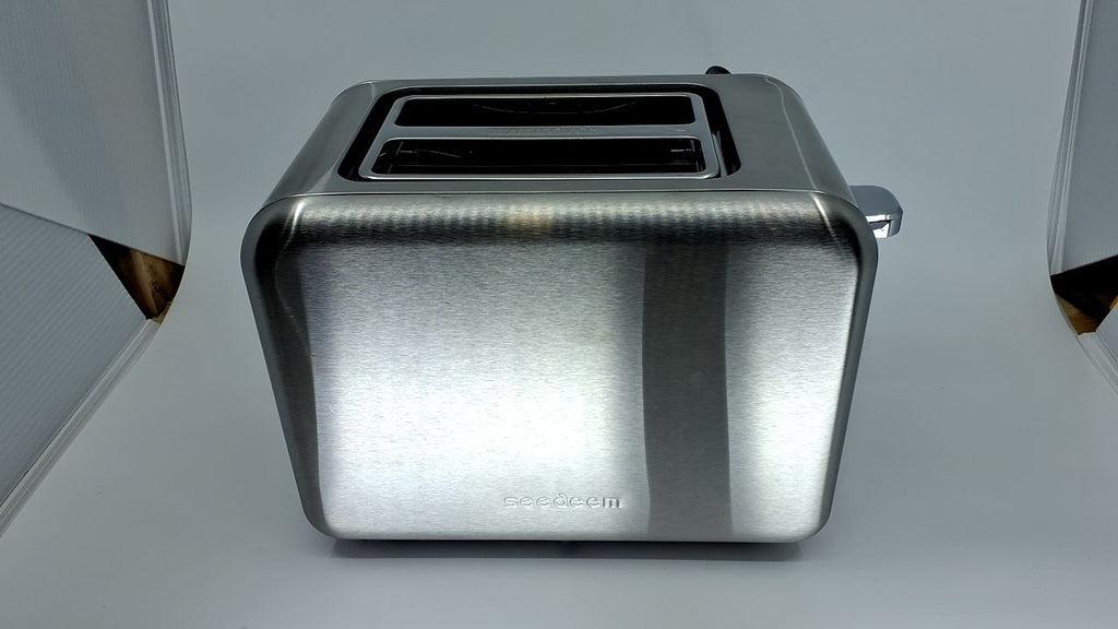 Modern 2 Slice Toaster 900W Silver Metallic w/ Bagel & Defrost Functions
