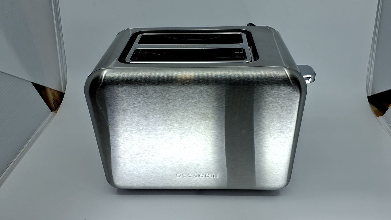 Modern 2 Slice Toaster 900W Silver Metallic w/ Bagel & Defrost Functions