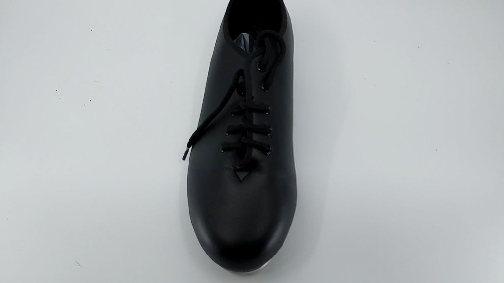 6.5M Black PU Leather Tap Shoes for Women & Men Lace Up Style