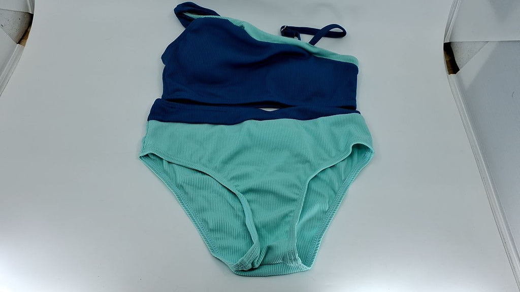 Adjustable Girls Swimsuit Set 7-8 Color Block Two Piece w/ Chest Pad