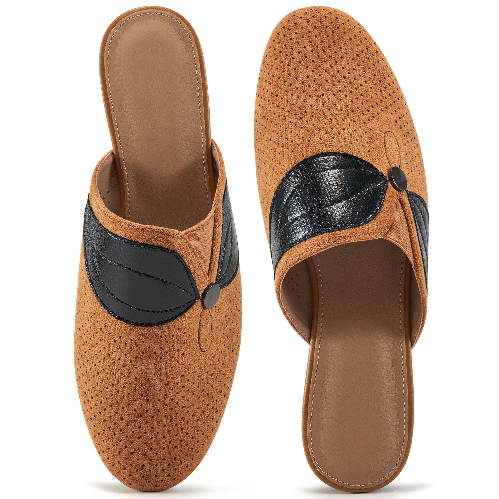 Breathable Brown Mules for Women, Comfortable Slip-On Loafers, Size 7.5