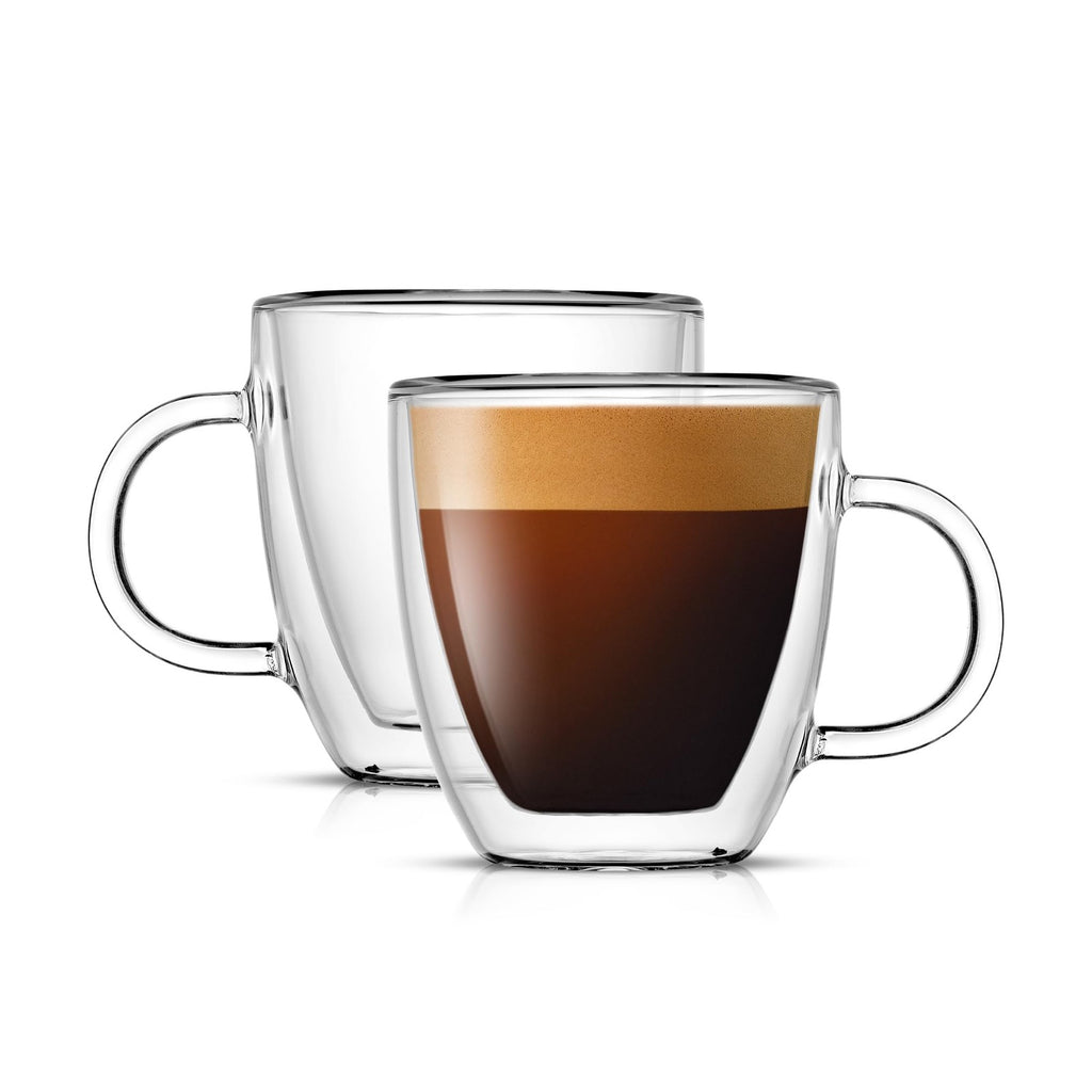 Set of 2 Double Wall Espresso Mugs - 5.4 Oz Borosilicate Glass