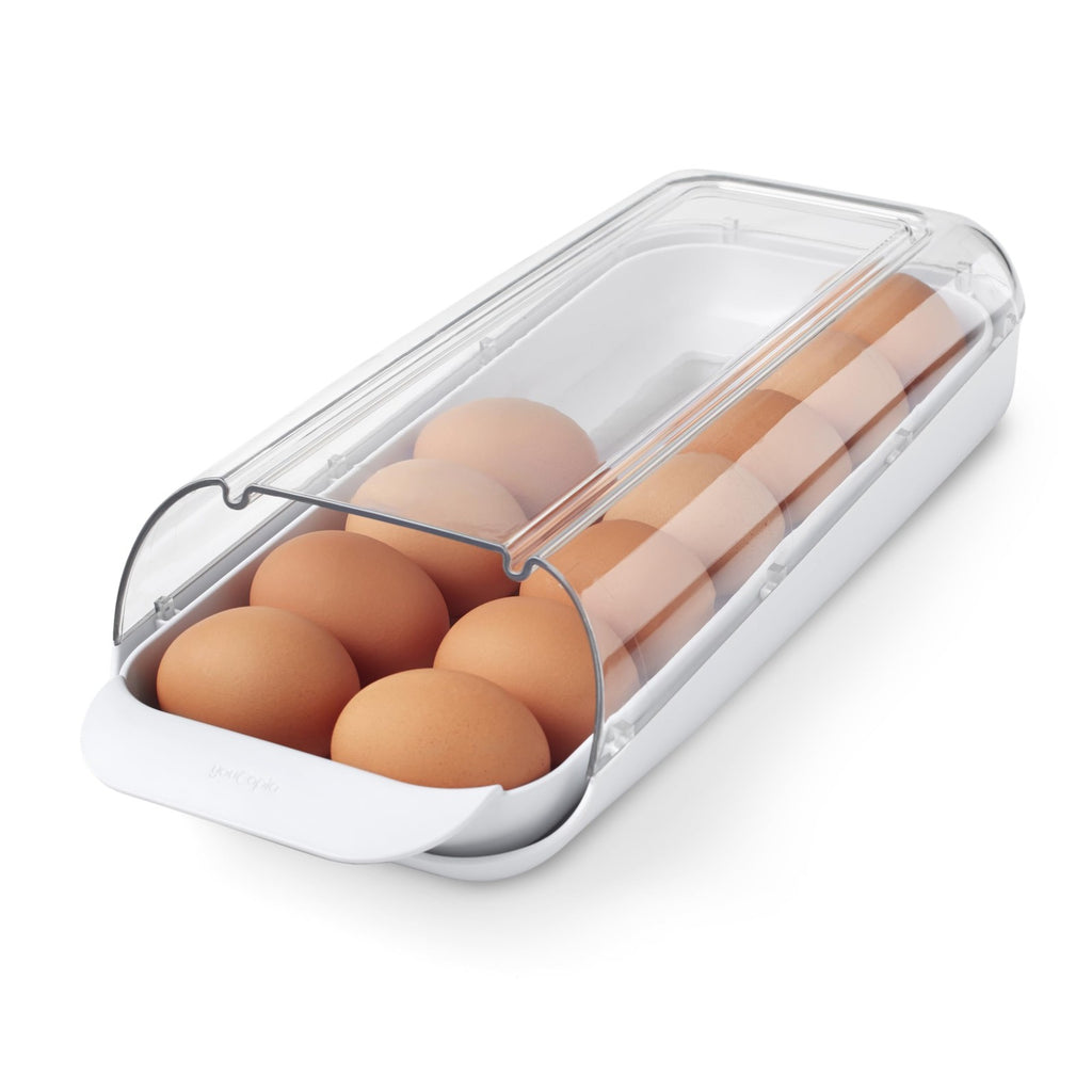 Fridge Egg Holder, Clear View, Stackable, Removable Tray, 12-14 Eggs