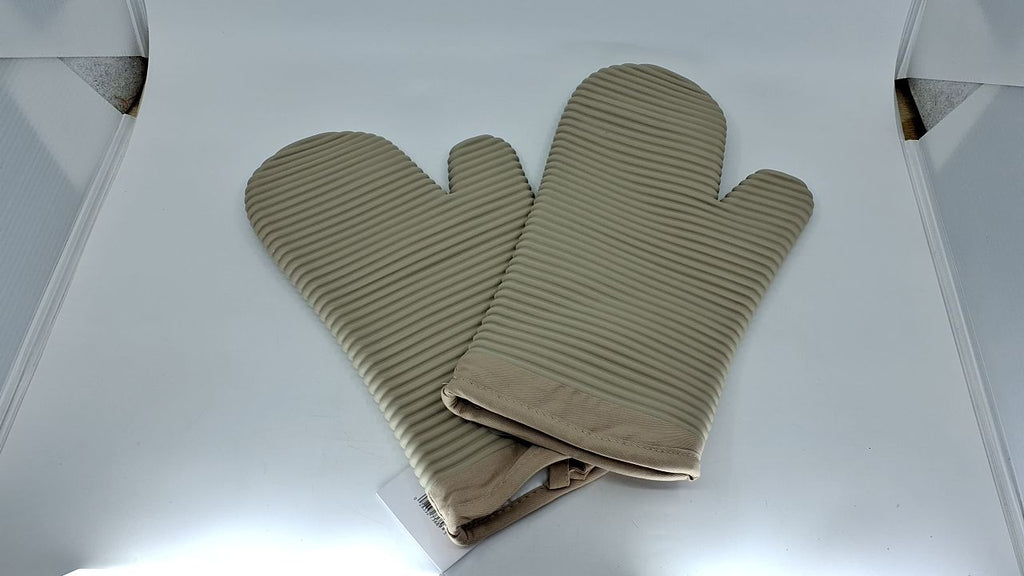 KITCHENAID Ribbed Soft Silicone Oven Mitt 2-Pack Set, 7.5"x13", Milkshake
