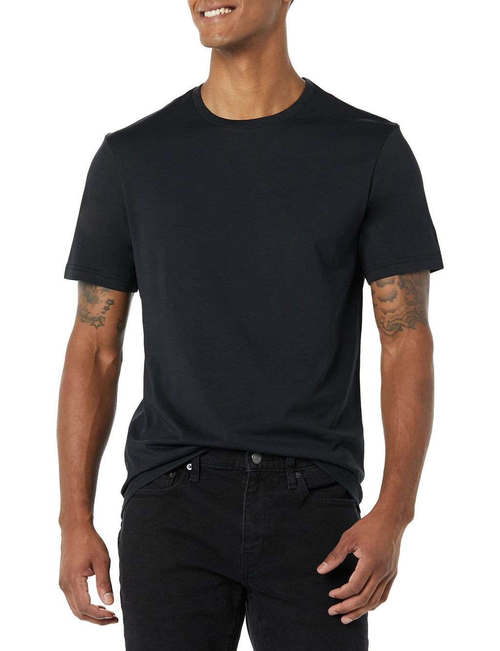 Short Sleeve T-Shirts for Men, Slim-Fit, 2-Pack, Black/Charcoal Heather, M