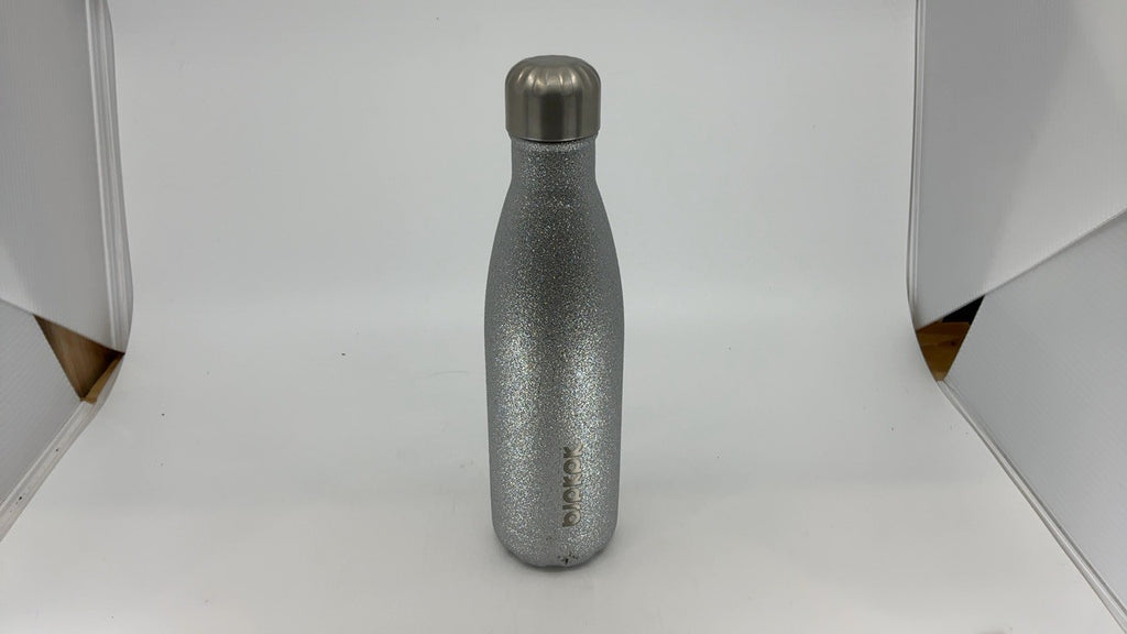 Stainless Steel Sports Water Bottle 17oz, Keeps Cold 24H, Glitter Silver