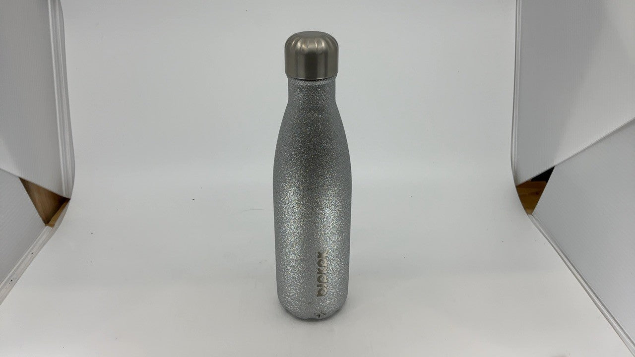 Stainless Steel Sports Water Bottle 17oz, Keeps Cold 24H, Glitter Silver