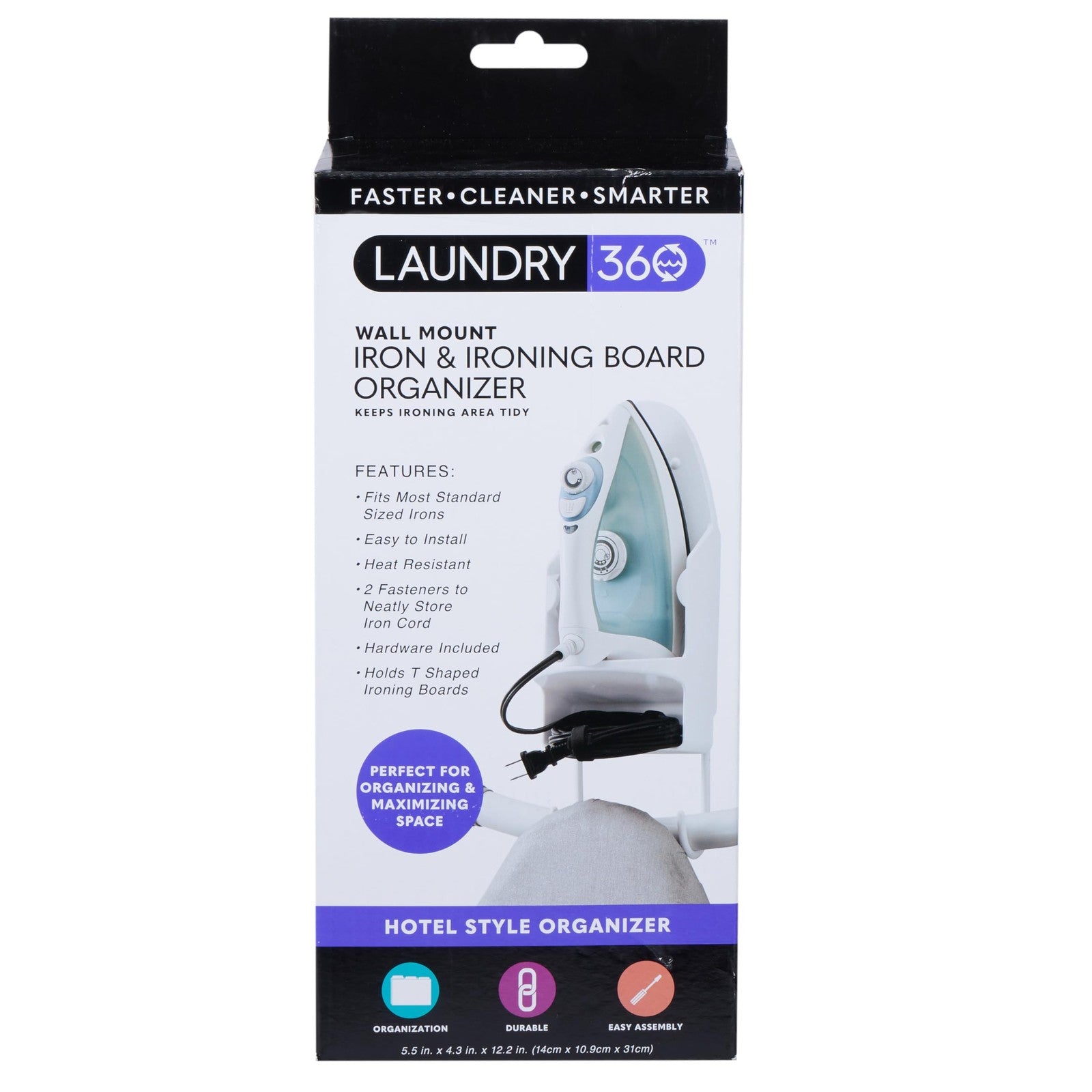 Iron & Ironing Board Wall Organizer - Fits T-Shaped Boards, White