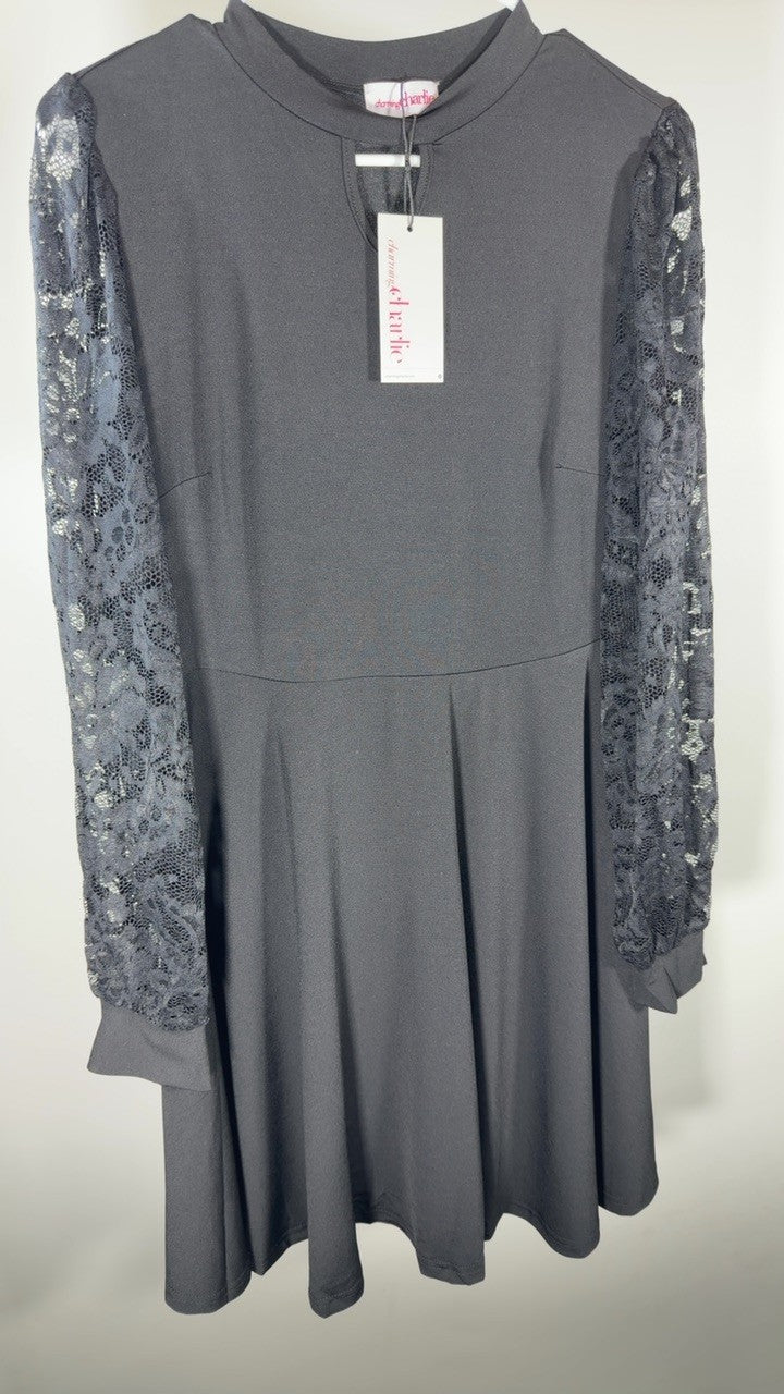 Cutout Lace Long Sleeve Mini Dress