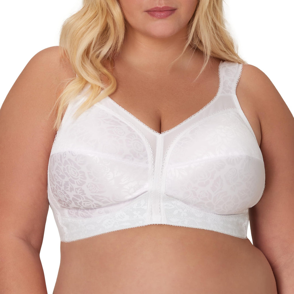Playtex 18 Hour Bra, Wireless, 44D, White, Floral Print, Full Coverage