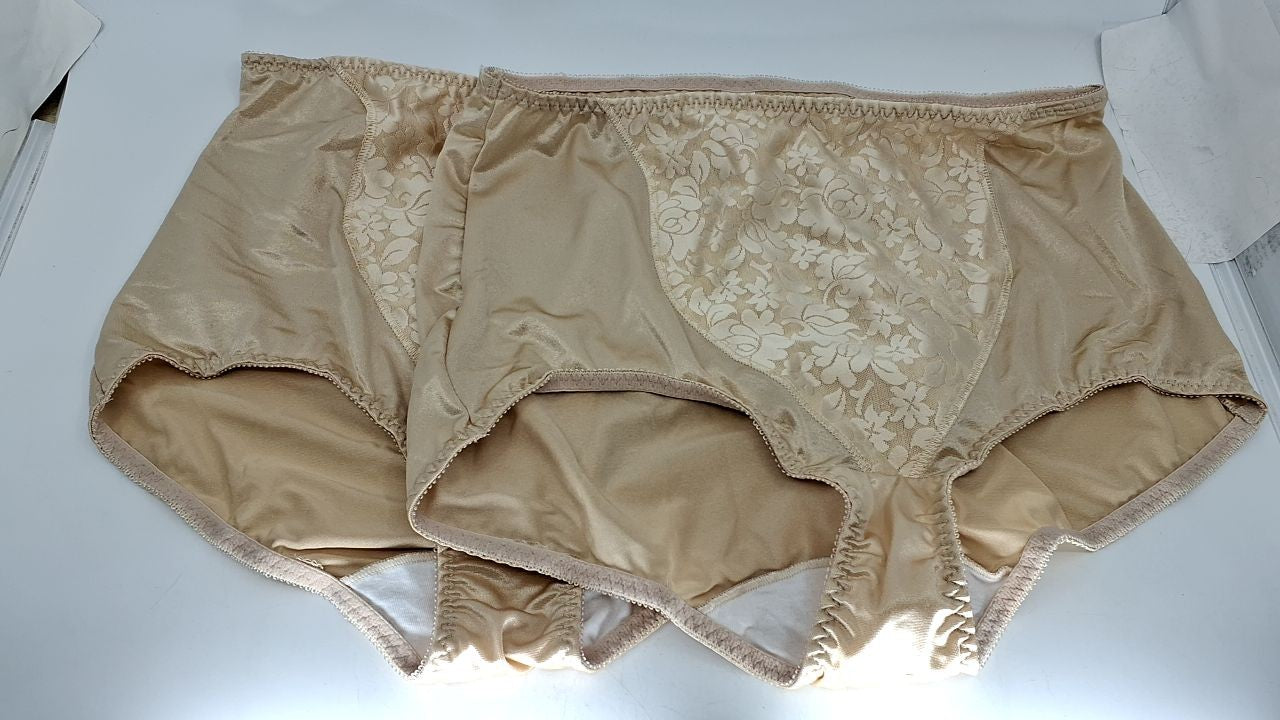 Bali 2-Pack Shapewear Briefs, Light Control, Lace Tummy, 3X-Large, Soft Taupe