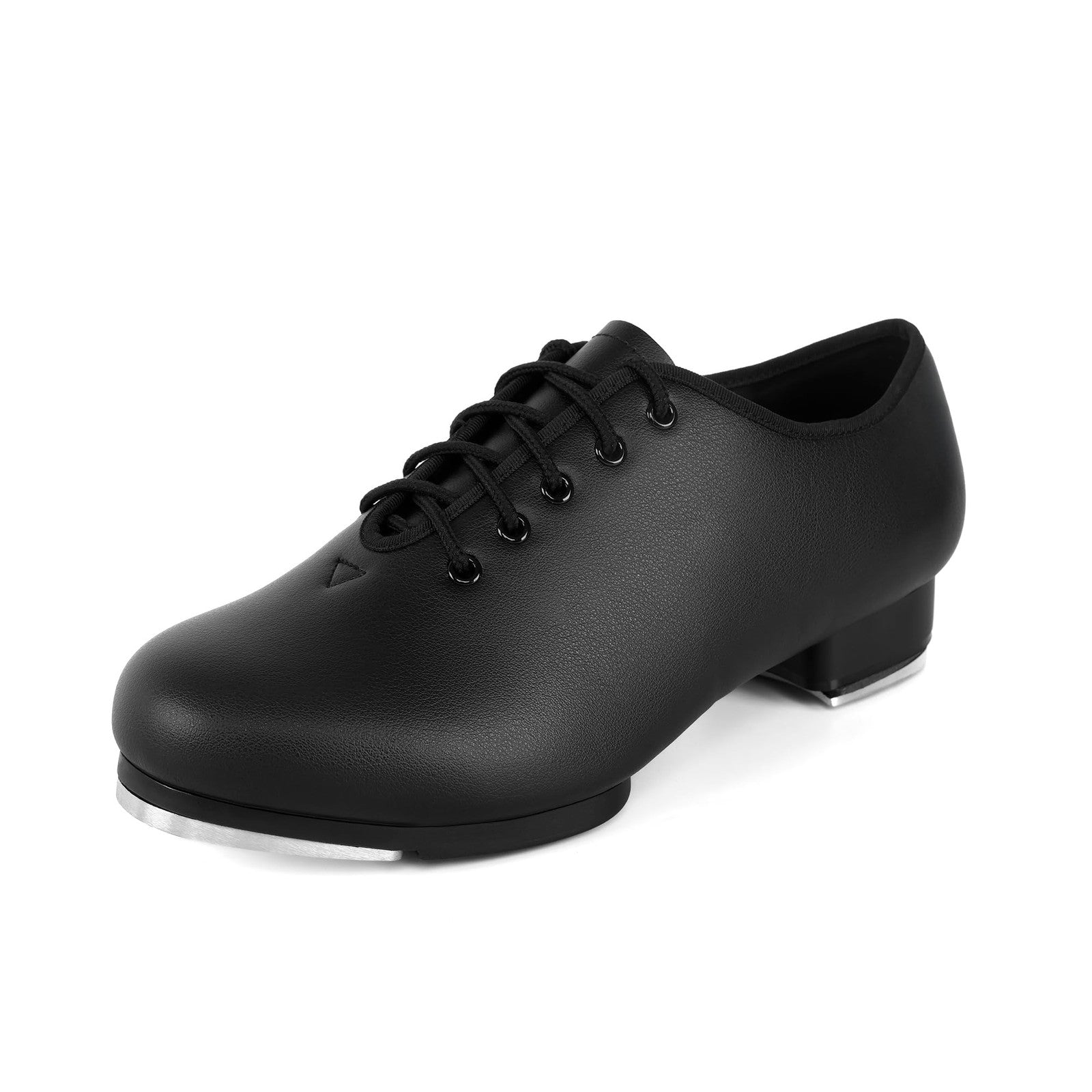 6.5M Black PU Leather Tap Shoes for Women & Men Lace Up Style