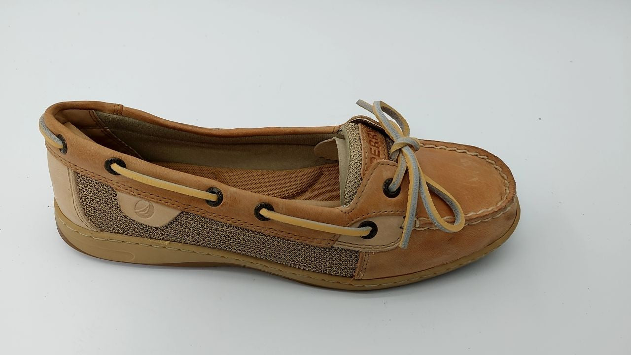 Sperry Womens Angelfish Boat Shoe, Linen/Oat, 9