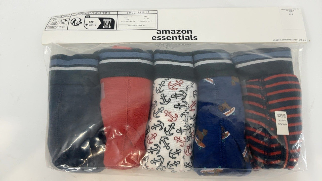 5-Pack Men's Boxer Briefs, Comfortable Cotton, Medium, Anchor/Dog Print