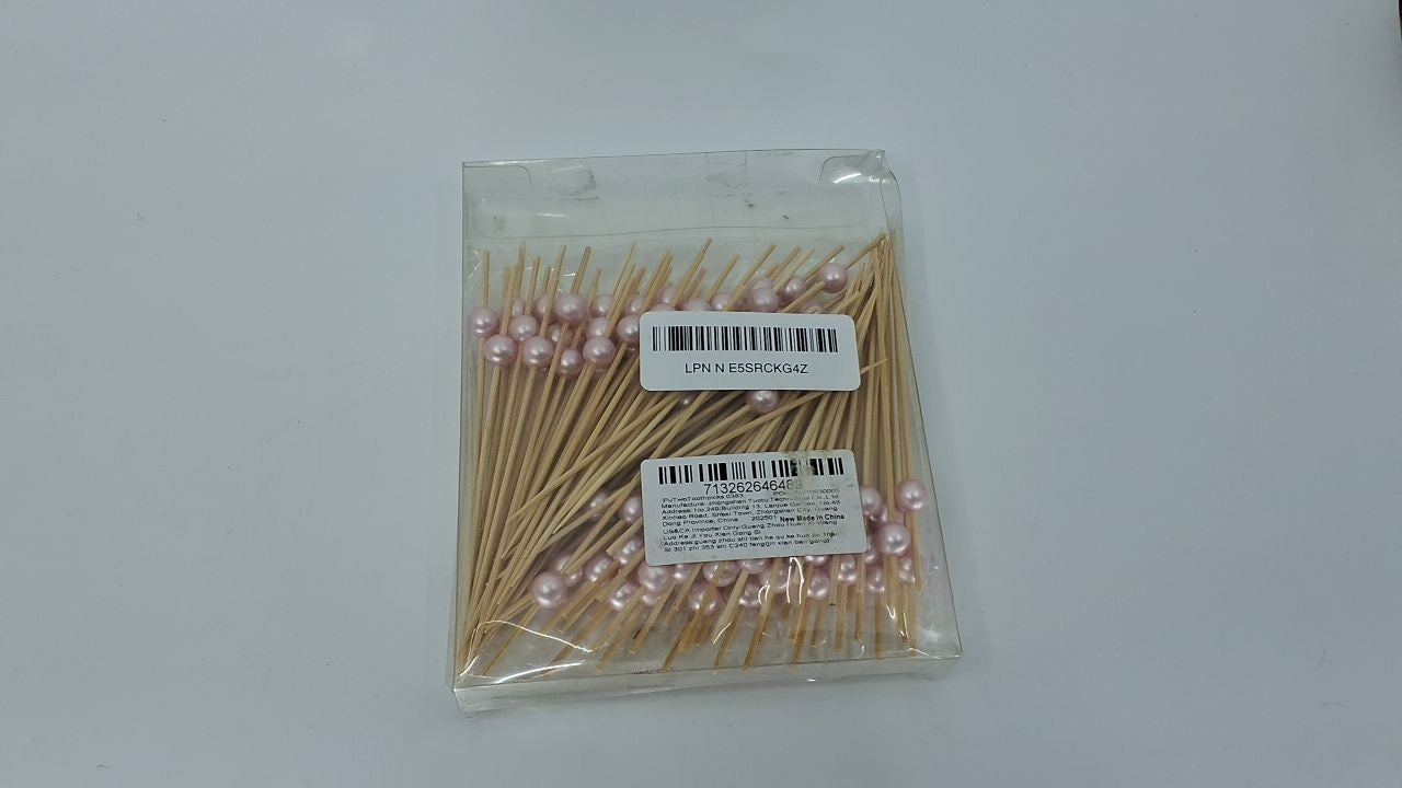PuTwo Toothpicks for Cocktail Appetizers Fruits Dessert, 100 Count, Pink Pearls