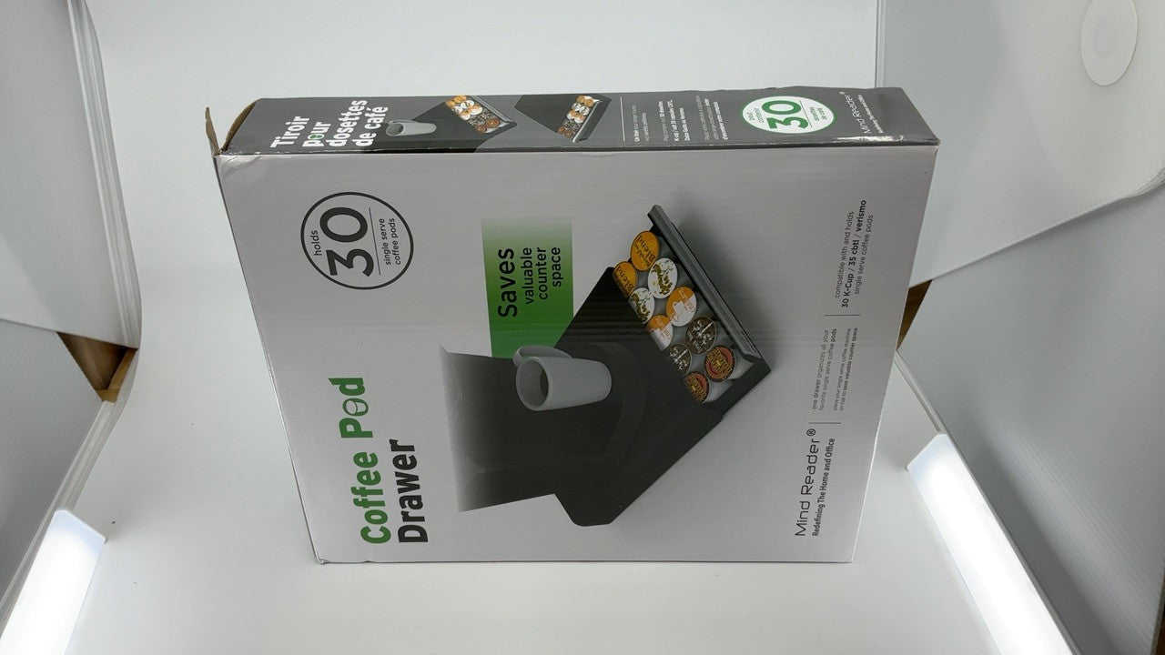 Compact Coffee Pod Organizer, 30 Pod Capacity, 10.5"L x 12.75"W, Black