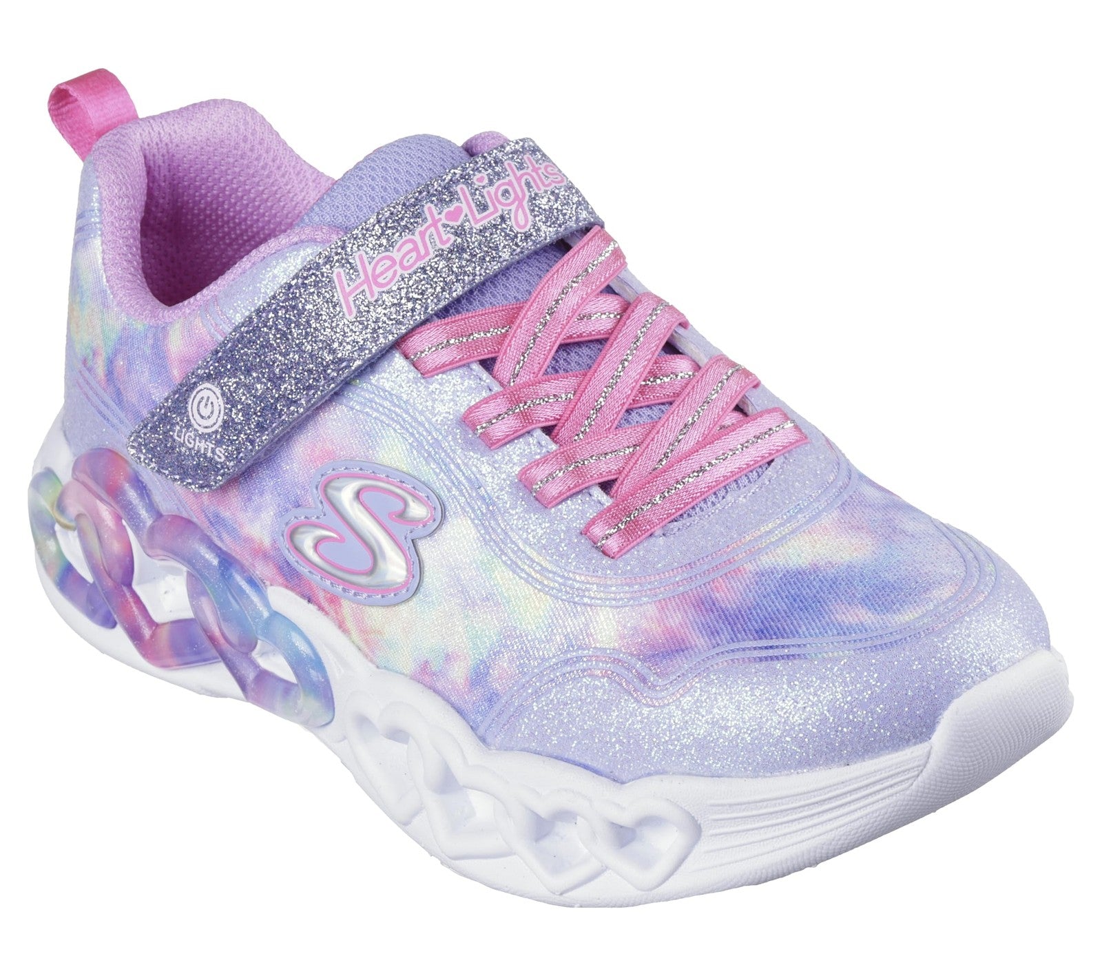 Skechers Kids Infinite Heart Lights Sneaker, Lavender/Multi, Size 1