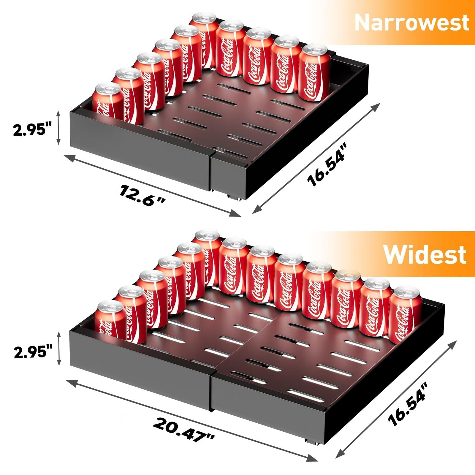 Expandable Slide Out Cabinet Organizer 12.6-20.47 In, 16.54 In Deep