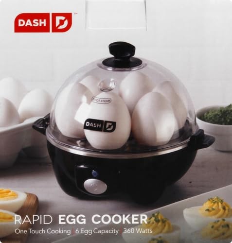 DASH 6 Egg Electric Cooker - Hard Boiled, Poached, Scrambled - Black