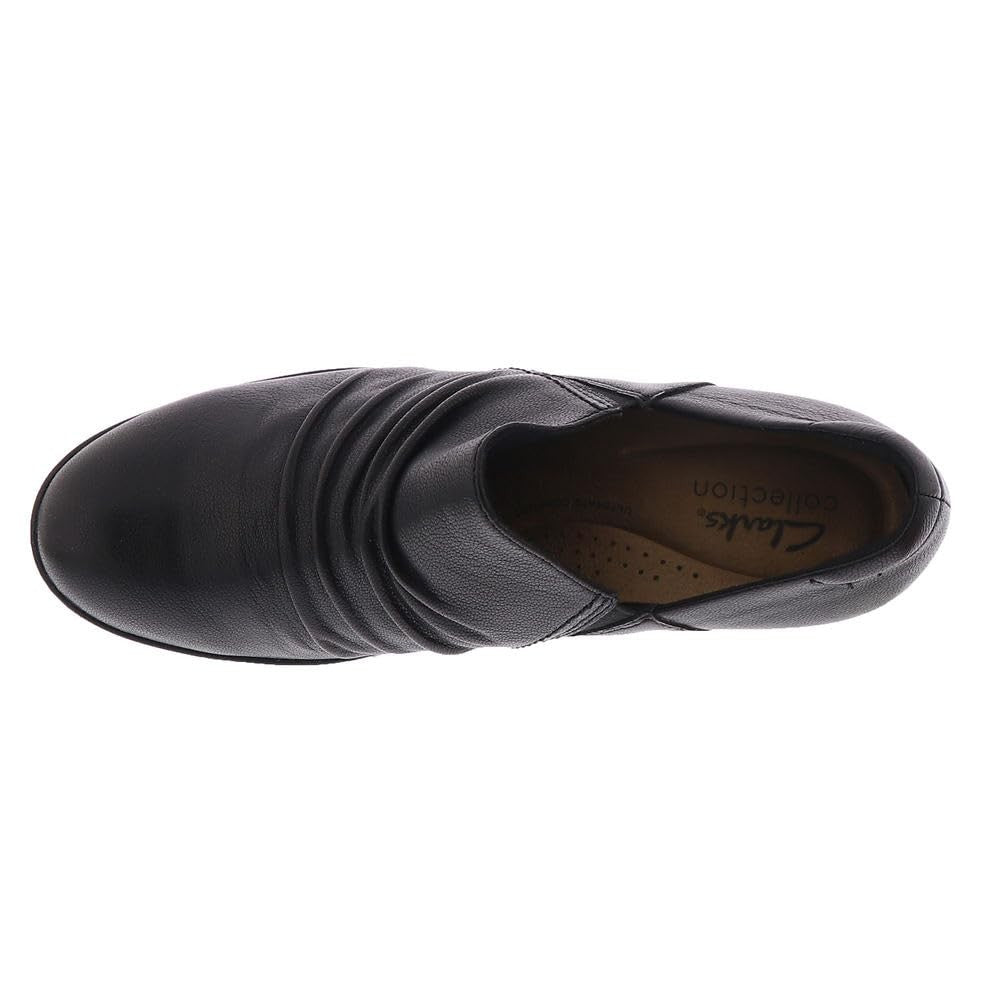 Clarks Women's Emily2 Cove Pump, Black Leather, 10 Wide