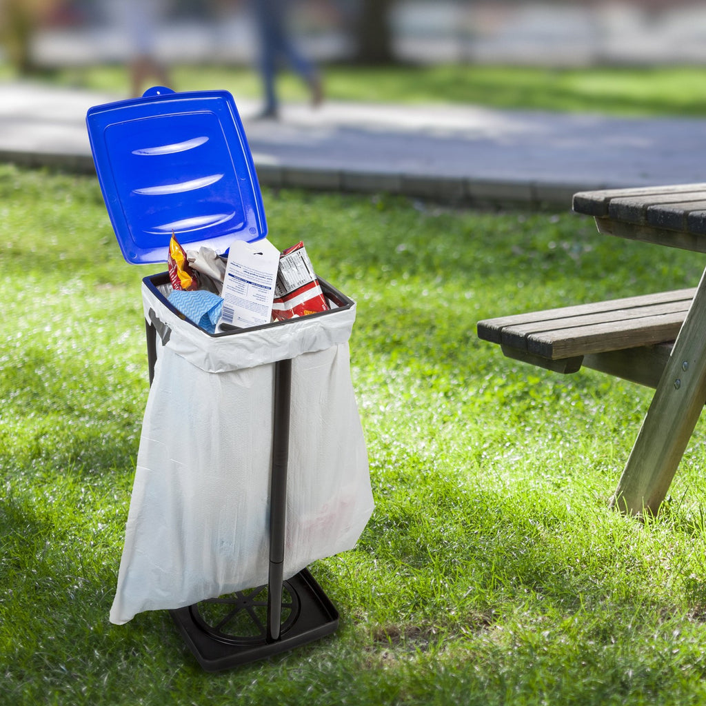 Lightweight 13-Gallon Trash Can - Portable Blue Holder for Outdoors