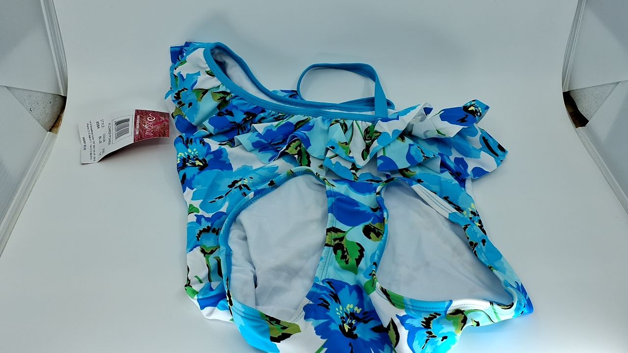 Kanu Surf Girls' 1-Piece Floral Swimsuit, Flower Power Blue, Size 14