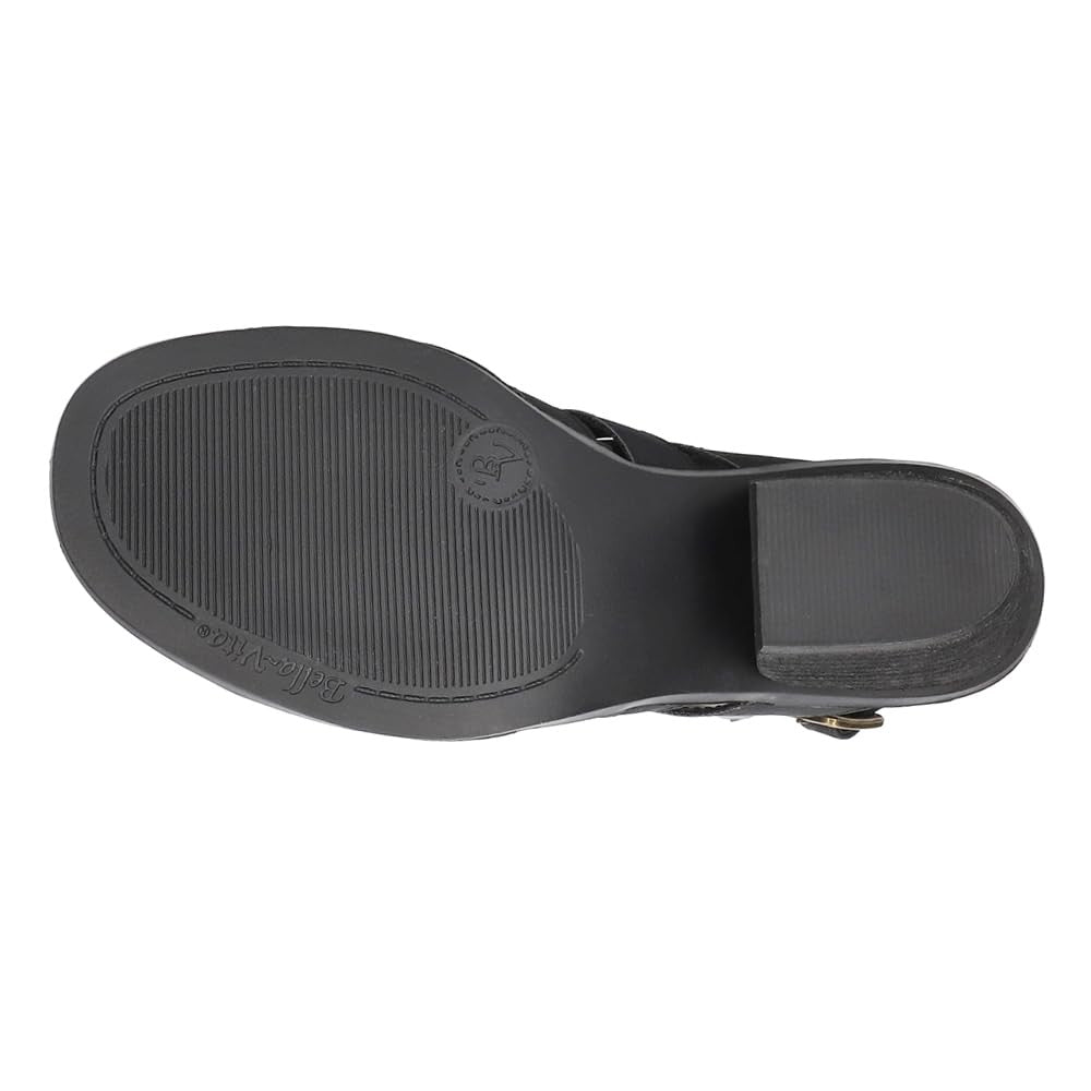 Bella Vita Women's Rhodes Heeled Sandal, Black, 9.5 Wide