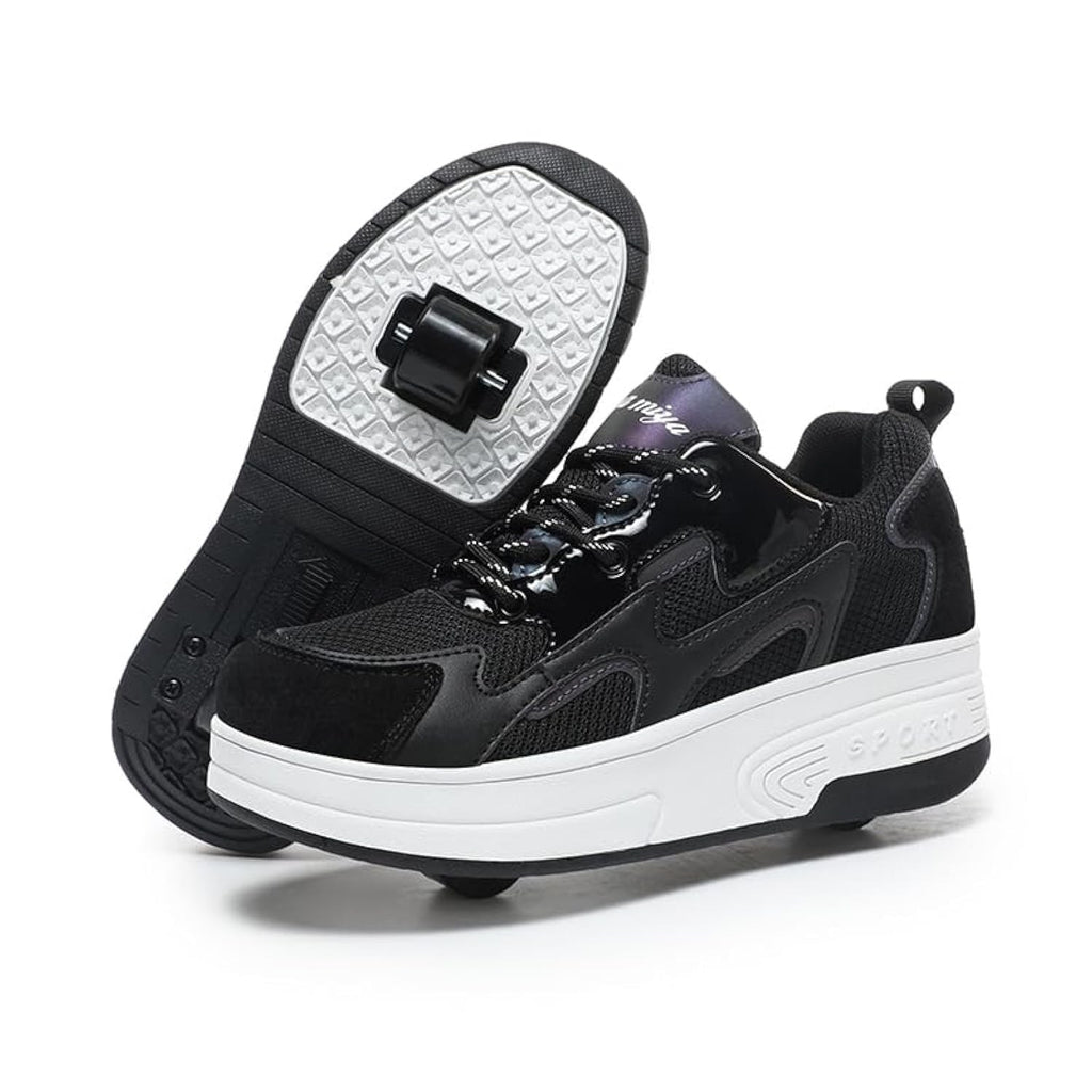 Black Roller Skate Shoes for Kids Size 6 Wooowyet Wheeled Sneakers