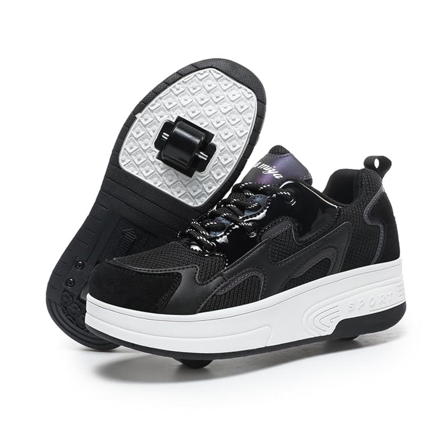 Black Roller Skate Shoes for Kids Size 6 Wooowyet Wheeled Sneakers