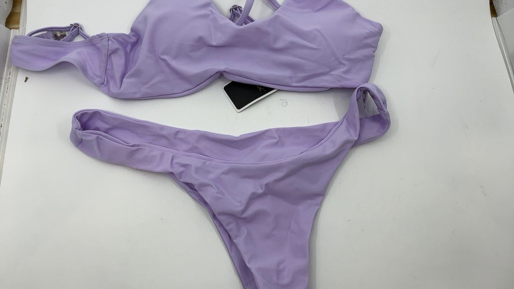 Women's Lavender Push Up Padded Thong Bikini Swimsuit, XL