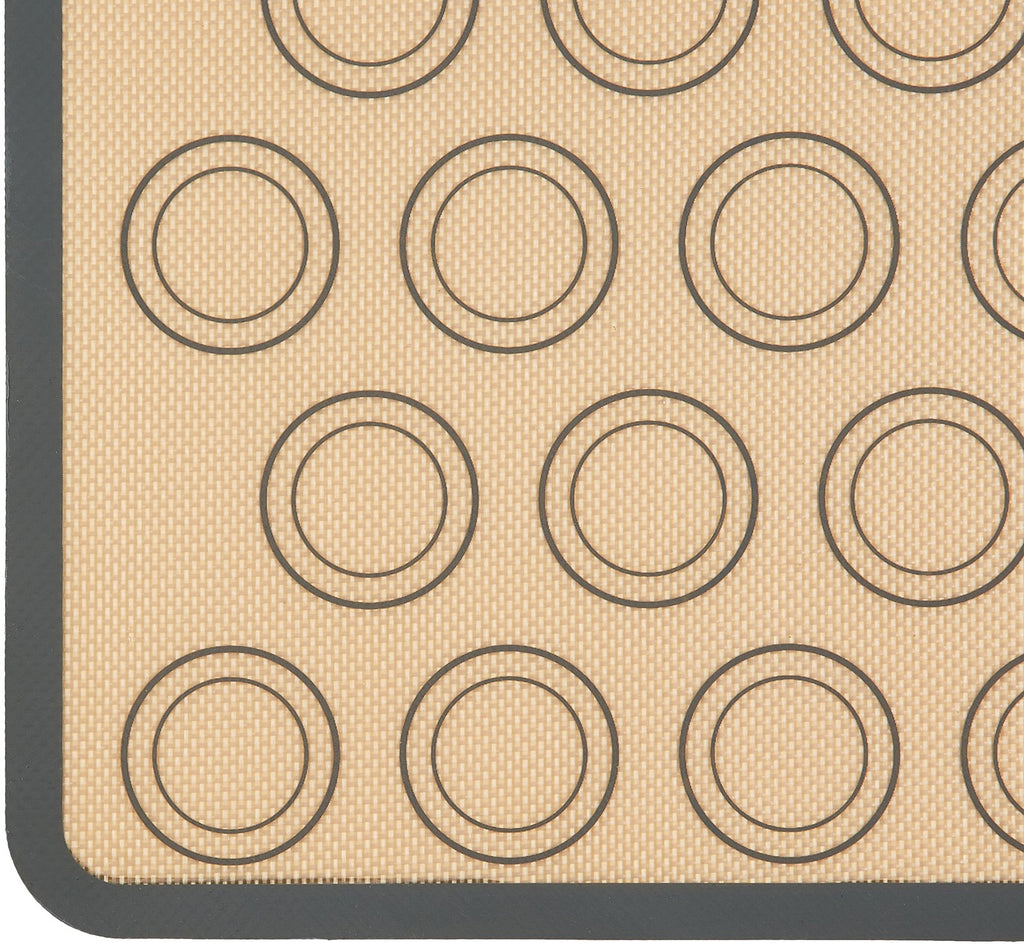 Silicone Baking Mat 2-Pack for Macarons, Non-Stick, 16.5x11.6 in, Beige/Gray