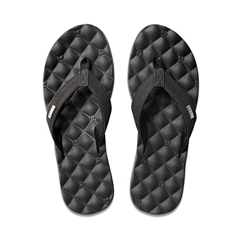 Womens Reef Dreams Flip Flops, Black/Black, Size 8, Memory Foam Cushion