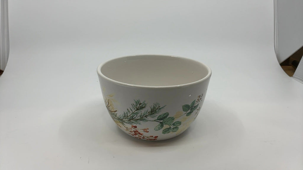 Pinecone & Berry Ceramic Bowls - Set of 4, 22 oz Christmas Serving Bowls