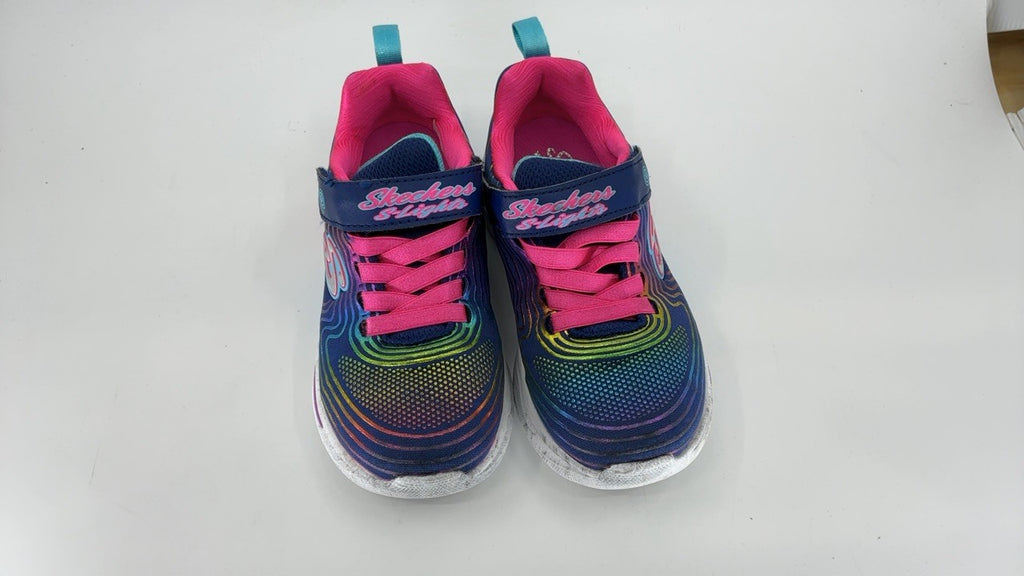 Skechers Kids Wavy Beams Sneaker, Navy/Multi, 12 US Unisex Little Kid