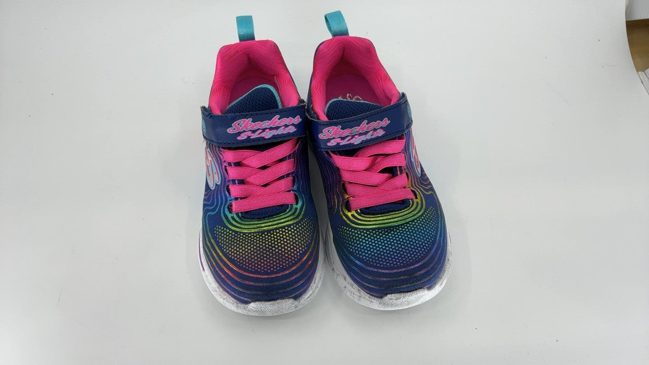 Skechers Kids Wavy Beams Sneaker, Navy/Multi, 12 US Unisex Little Kid