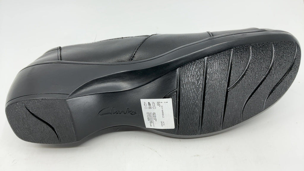 Clarks womens May Marigold Slip On Loafer, Black Leather, 9.5 US